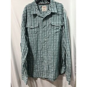 Levi's Green Gingham Western Mens Long Sleeve Snap Button Shirt XL Pockets